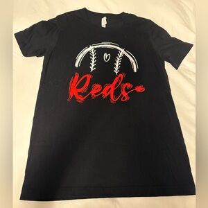 Black T-Shirt with Red and White Graphic